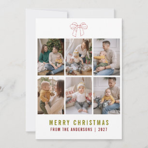 Cartão De Festividades Colar de Arco Coquette Vermelho Feliz Natal 6 Cola