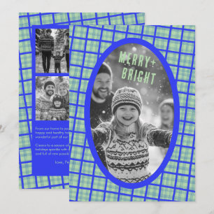 Cartão De Festividades Colar de Fotos Personalizado de Natal com Xadrez O