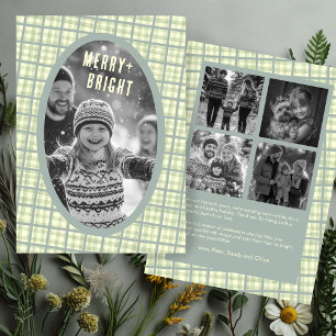 Cartão De Festividades Colar de Fotos Personalizado de Natal com Xadrez S