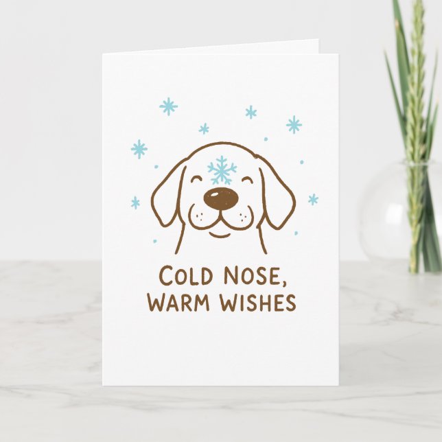 Cartão De Festividades Cold Nose, Warm Wishes - Cute Christmas Card (Frente)