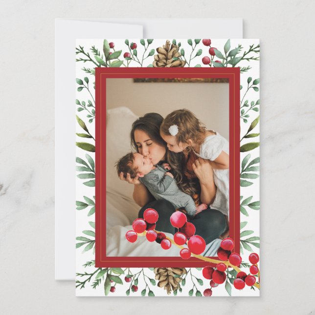 Cartão De Festividades Coleção de Férias de Cereja de Natal (Frente)