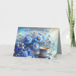 Cartão De Festividades Coleção de Flores do Azure Aster - Dia Especial
