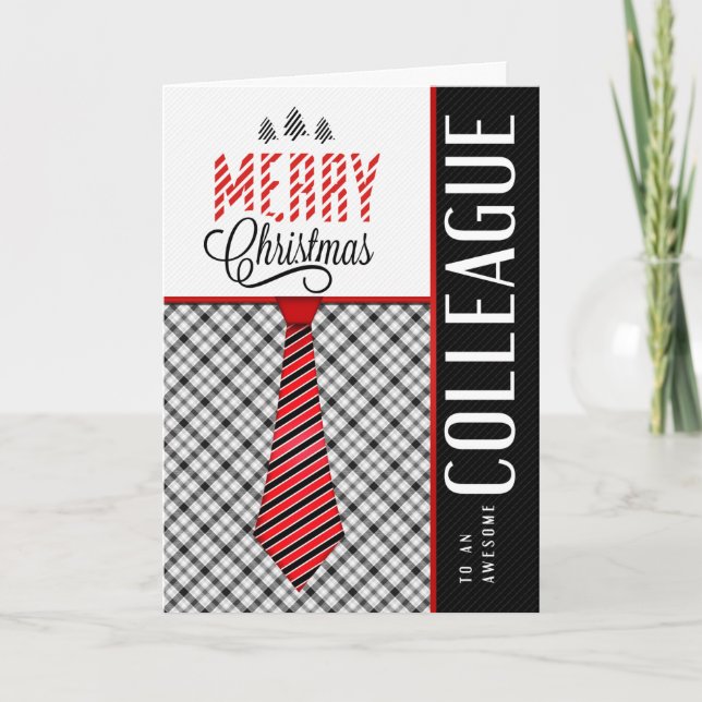Cartão De Festividades Colega Merry Christmas Masculine Necktie (Frente)