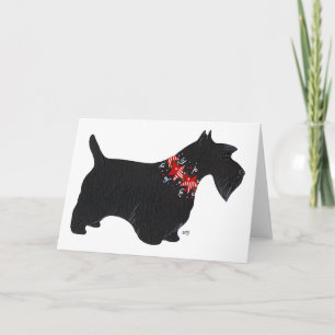 Cartão De Festividades Coleira de Férias Black Scottish Terrier