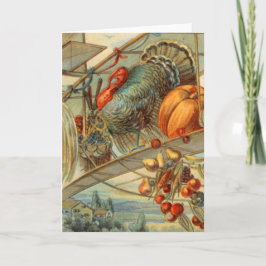Cartão De Festividades Colheita da Turquia e Biplane