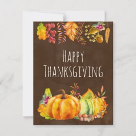 Cartão De Festividades Colheita de Bombas e Fronteira de Folhas de Outono