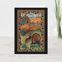 Cartão De Festividades Colheita, Tom e Fazenda Vintage Ação de Graças