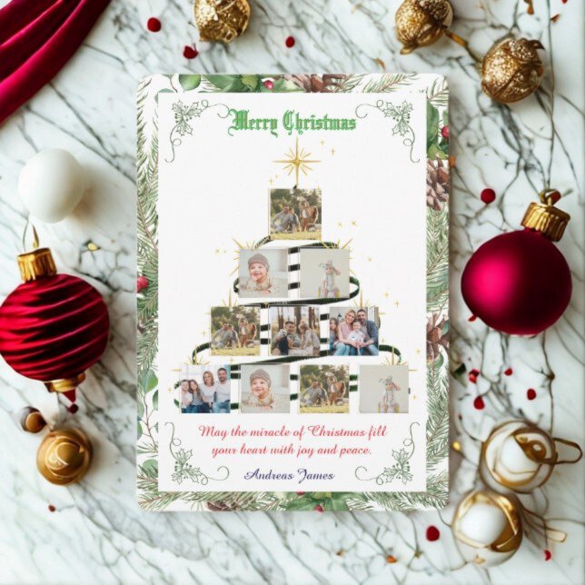 Cartão De Festividades Collage Pine Needle (Criador carregado)