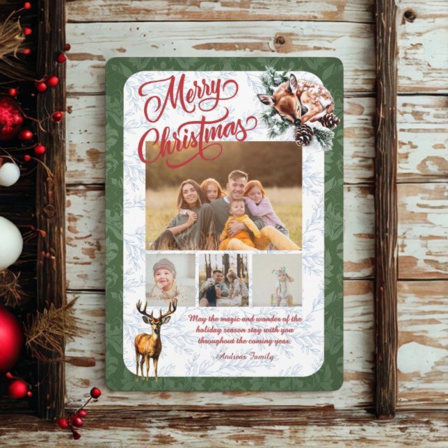 Cartão De Festividades Collage Pine Needle Merry Christmas (Criador carregado)