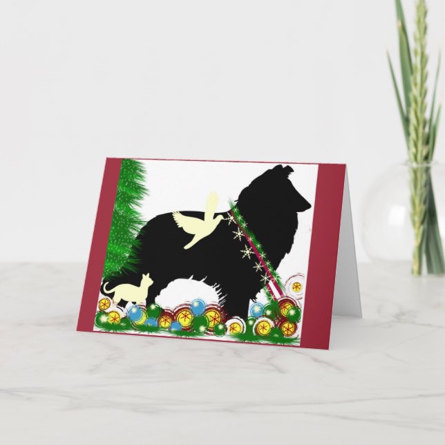 Cartão De Festividades Collie Christmas Card (Frente)
