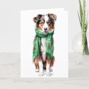 Cartão De Festividades Collie de Natal, Border Collie, Pastor Australiano