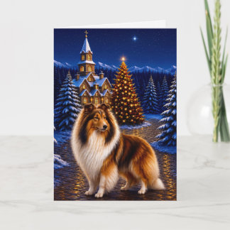 Cartão De Festividades Collie de Pelo Grosso de Férias