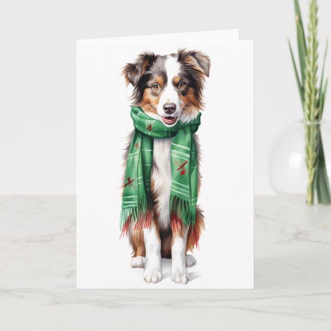 Cartão De Festividades Collie do Natal, Border Collie, Pastor Australiano (Frente)