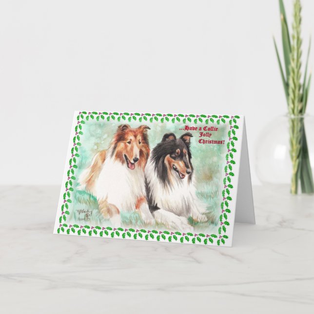 Cartão De Festividades Collie Jolly Christmas Cards (Frente)