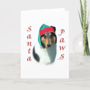 Cartão De Festividades Collie (Papais noeis lisos) Paws