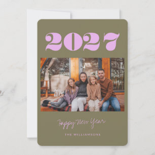 Cartão De Festividades Colorful Bold Boho Olive 2 Foto 2025 Ano Novo