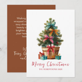 Cartão De Festividades Colorful Bows Christmas Tree Rustic