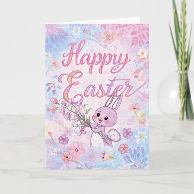 Cartão De Festividades Colorful Cute Easter Card , Personalized Easter  (Frente)
