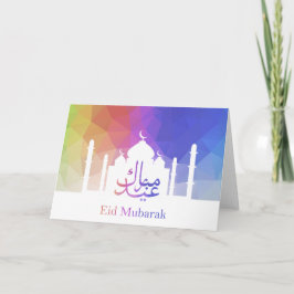 Cartão De Festividades Colorful Rainbow Polygonal Eid - Greeting Card