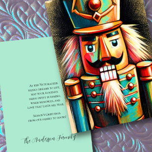 Cartão De Festividades Colorida Chalk Drawn Nutcracker Natal