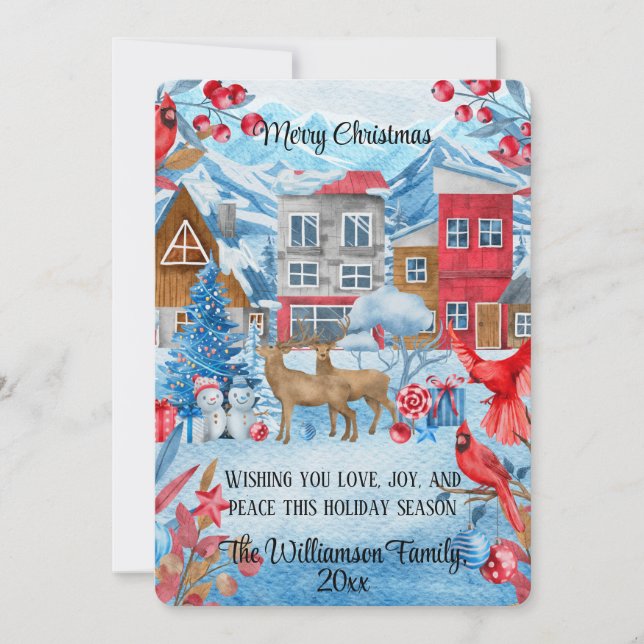 Cartão De Festividades Colorida Moderna Aquarela Scandi Natal (Frente)