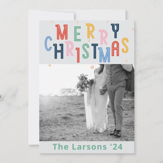 Cartão De Festividades Colorida tarjeta navideña de Feliz (Frente)