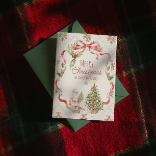 Cartão De Festividades Coloridas Bagas de Azevinho Papai Noel Natal