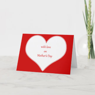 Cartão De Festividades Com amor em Dia de as mães no fundo vermelho do co