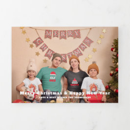 Cartão De Festividades Com Dobra Tripla 6 Fotografias no Jornal de Natal Combinadas