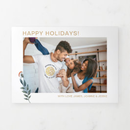 Cartão De Festividades Com Dobra Tripla 6 Fotos de Ano em Revisão da Newsletter de Natal T