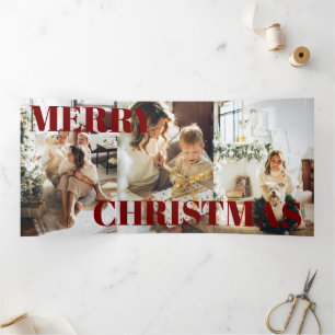 Cartão De Festividades Com Dobra Tripla 9 Foto Oh Que Diversão Natal Personalizado