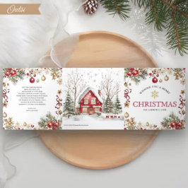 Cartão De Festividades Com Dobra Tripla Aldeia de inverno festiva mágica 4 Foto de Natal