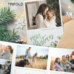 Cartão De Festividades Com Dobra Tripla Ano de revisão multifoto verde Feliz Natal<br><div class="desc">Greenery Holly berry foliage moderna Felry Christmas verde-escoteiro ano na revisão 9 foto-colage gallery três vezes cartão de feriado com seu texto personalizado.</div>