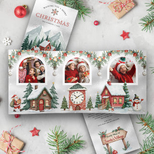 Cartão De Festividades Com Dobra Tripla Arco de Foto Colorido Natal Crianças Fofas