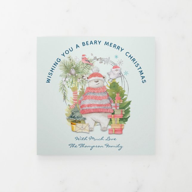 Cartão De Festividades Com Dobra Tripla Bear Feliz Natal 5 Fotografias Festivas Newletter (Cobrir)