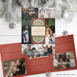 Cartão De Festividades Com Dobra Tripla Boletim de Natal do Arco Central Antigo