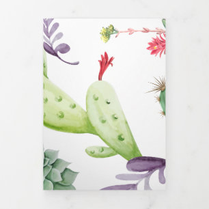 Cartão De Festividades Com Dobra Tripla Cactus Pattern