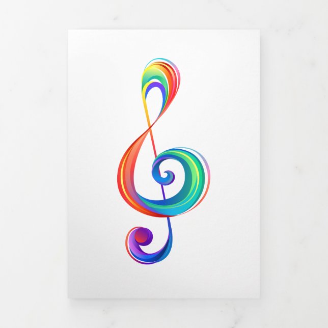 Cartão De Festividades Com Dobra Tripla Clef (trecho de arco-íris) (Cobrir)