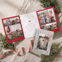 Colagem de Fotos de Natal com Laço Vermelho Alpino