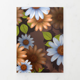 Cartão De Festividades Com Dobra Tripla Design Floral 2
