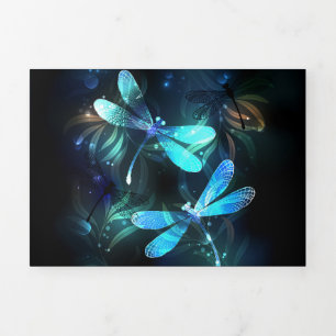 Cartão De Festividades Com Dobra Tripla Dragonflies de lago