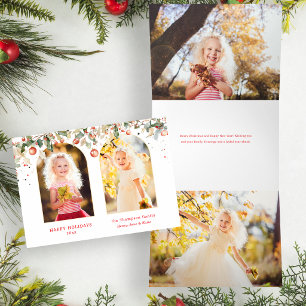 Cartão De Festividades Com Dobra Tripla Elegante Foto de Arco Botânico de Natal em Aquarel