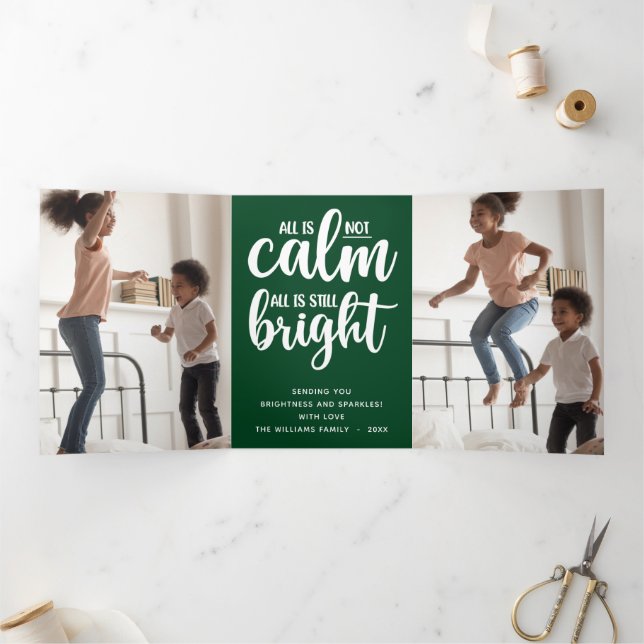 Cartão De Festividades Com Dobra Tripla Engraçado Tudo Não é Feriados Verdes Calmos (Dentro)