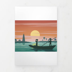 Cartão De Festividades Com Dobra Tripla Famoso pagode Vietnã