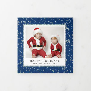 Cartão De Festividades Com Dobra Tripla Faux Silver Flakes Natal