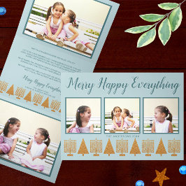 Cartão De Festividades Com Dobra Tripla Feliz Azul Elegante Azul, Interfé 5 Foto