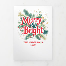 Cartão De Festividades Com Dobra Tripla Feliz e multifoto simples brilhante