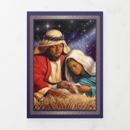 Cartão De Festividades Com Dobra Tripla Feliz Natal. Arte Nativa Africana-Americana