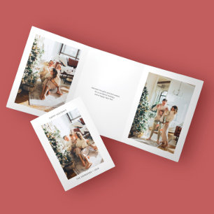 Cartão De Festividades Com Dobra Tripla Feliz Natal Foto Moderna Minimalista