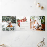 Cartão De Festividades Com Dobra Tripla Feliz Natal Poinsettia Pine 3 Photo Watercolor<br><div class="desc">Se precisar de mais alguma personalização,  por favor,  sinta-se à vontade para me enviar uma mensagem em yellowfebstudio@gmail.com.</div>